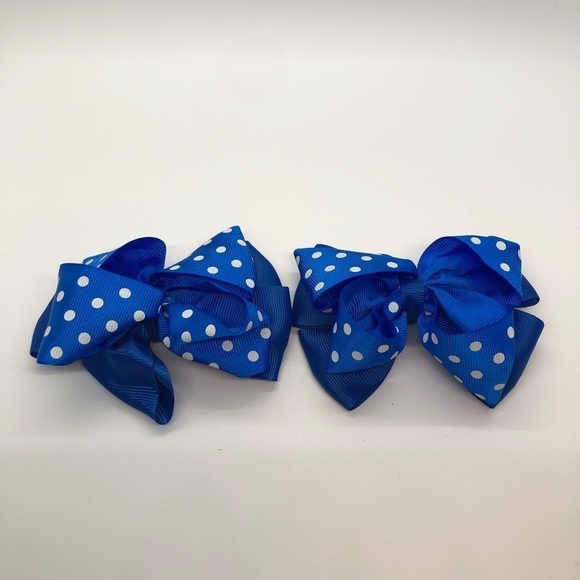 Joshelin Blue & White Polka Dot Bows Piggies Pigtails - Picture 1 of 7